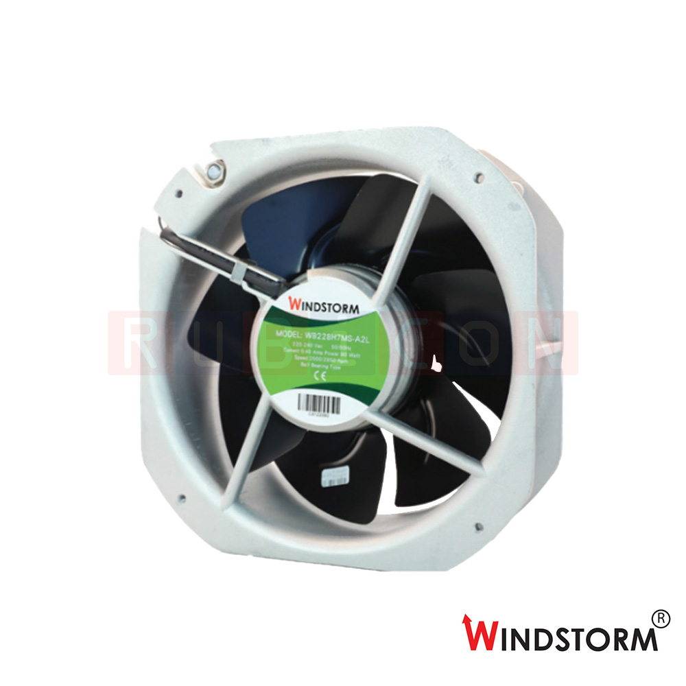 "WINDSTORM" WB228H7MC-A2L-Gพัดลมระบายอากาศ แบบลูกปืน 8'' ใบพัดเหล็ก 200-240VAC