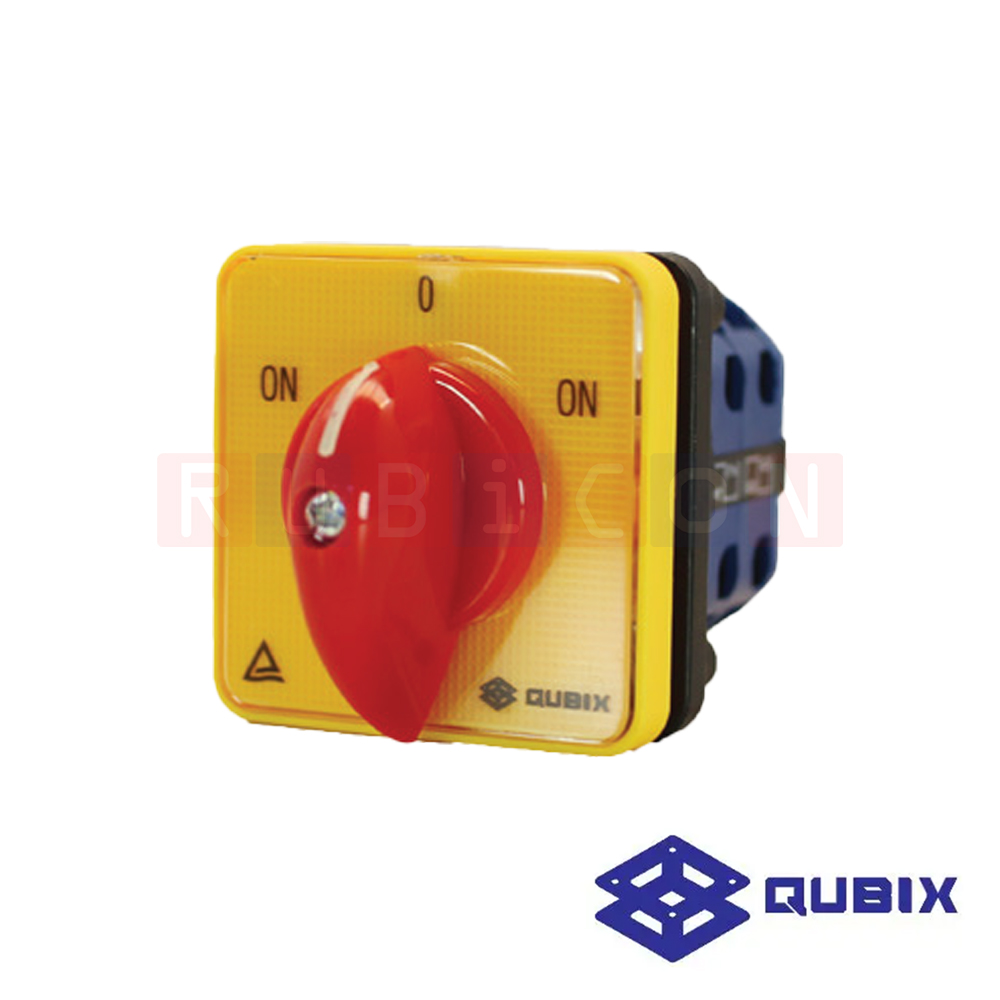 QUBIX SA16-3-2/61026-B03H สวิตช์สับเปลี่ยนสองทางมีตำแหน่งปิด 1P 16A 3kW / 5.5kW ขนาด 48×48มม. (CHANGE OVER SWITCHES WITH OFF)