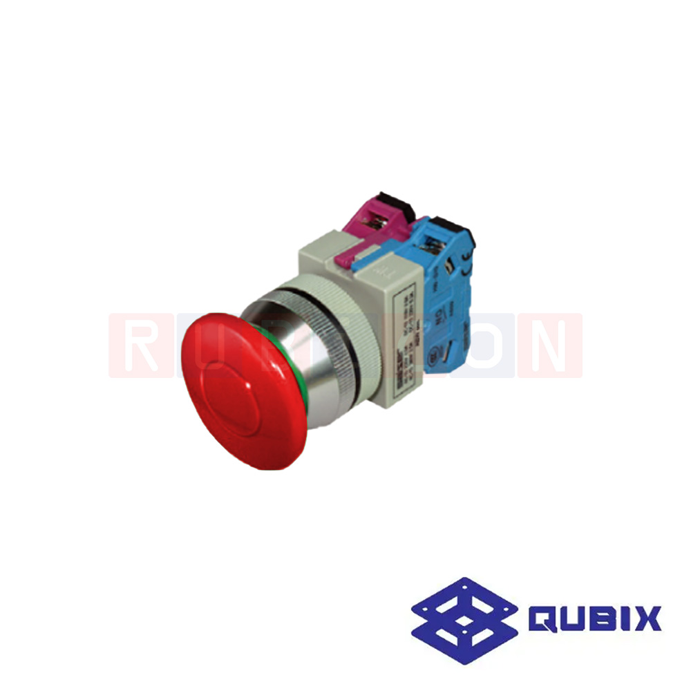 QUBIX SA3-MM11-R สวิตช์กด ดอกเห็ด กดเด้งกลับ สีแดง (RED) CONTACT 1NO+1NC (CONTROL SWITCHES : Ø30 MM.)