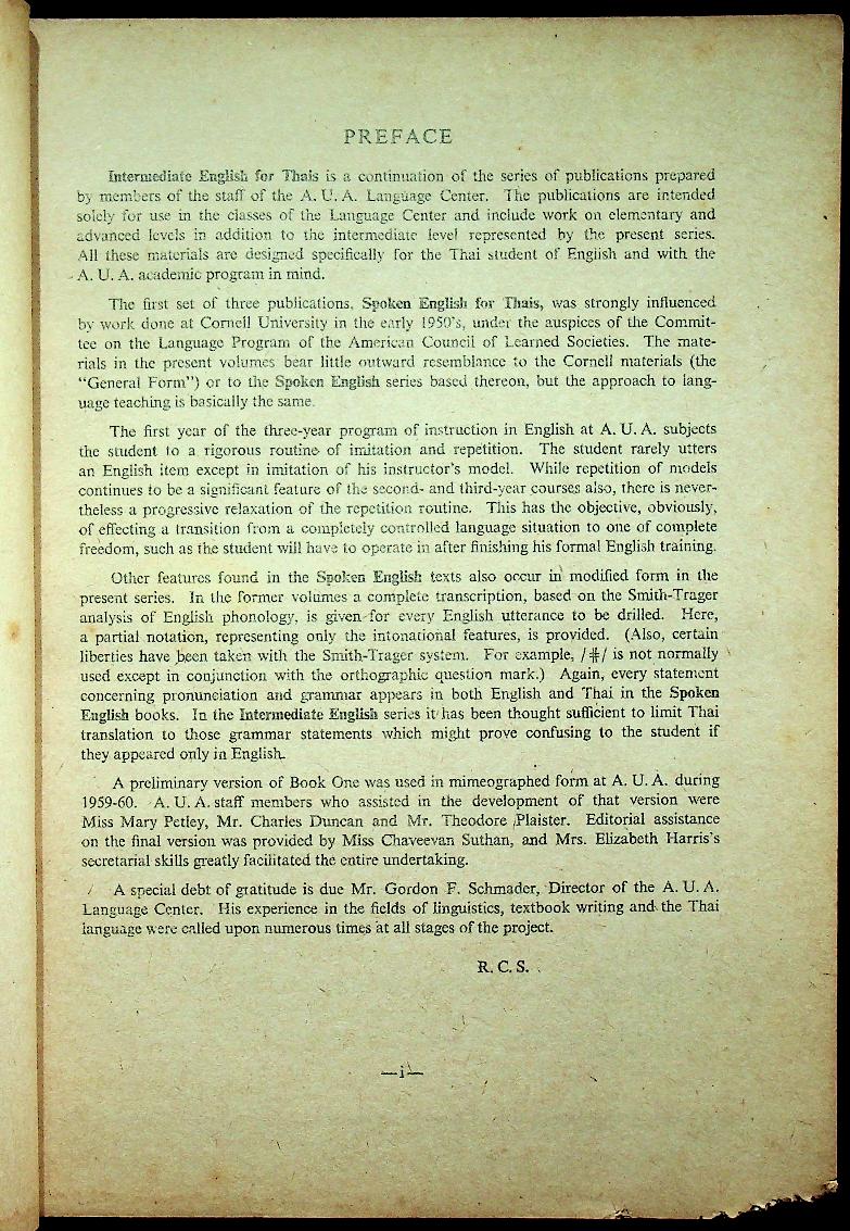 INTERMEDIATE ENGLISH FOR THAIS BOOK ONE UNITS 1-12