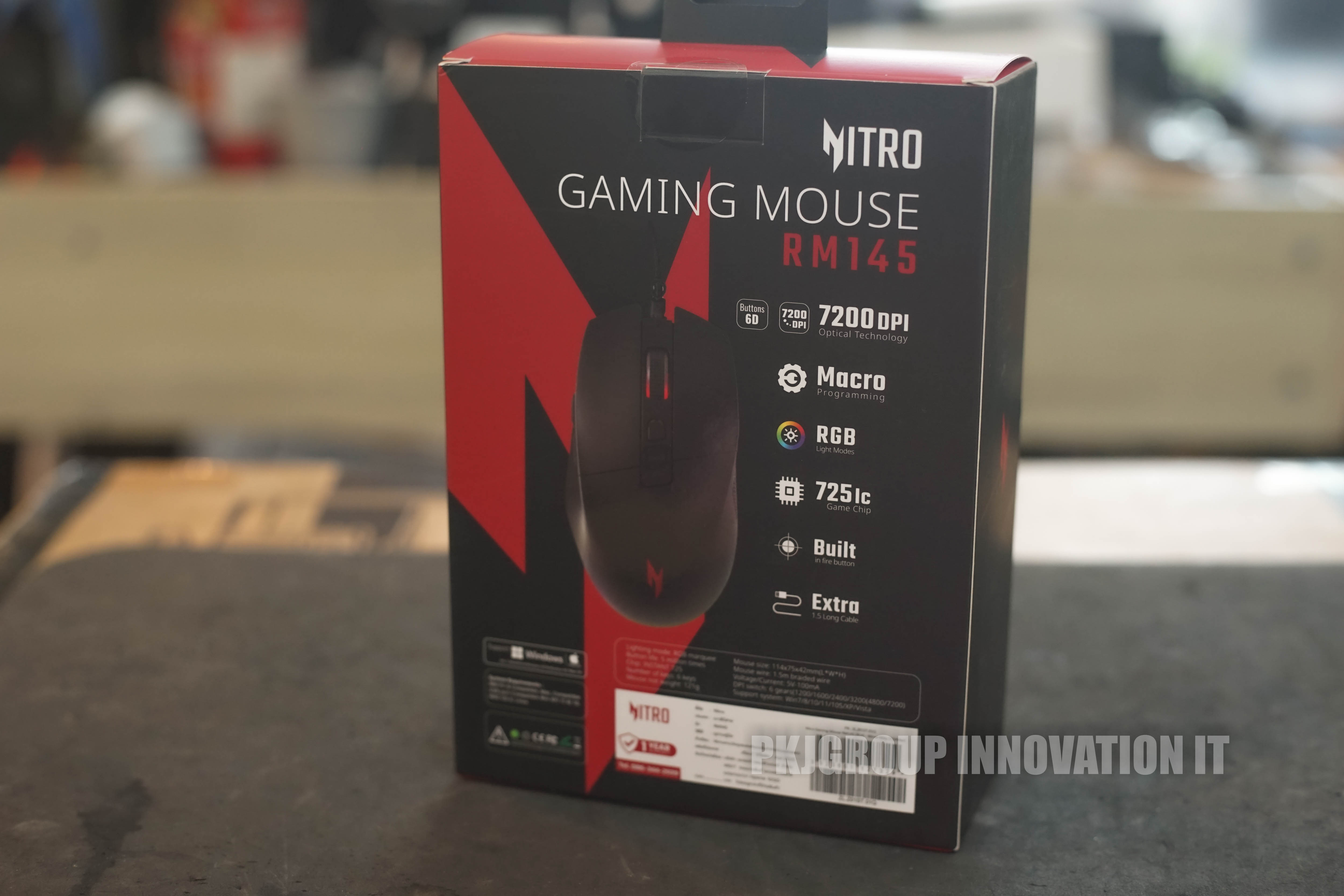 เมาส์เกมมิ่ง Acer Nitro RM145 ปรับ DPI ได้ 5 ระดับ สายถักยาว 1.6 เมตร แข็งแรง ทนทาน ไฟ RGB หลายโหมด