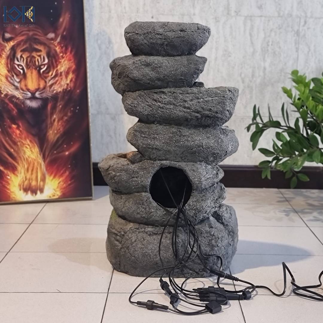 น้ำล้นตั้งพื้น รุ่นหิน7ชั้นฮวงจุ้ย2575 เสริมฮวงจุ้ยแต่งบ้านจัดสวน ของขวัญขึ้นบ้านใหม่ เปิดร้าน