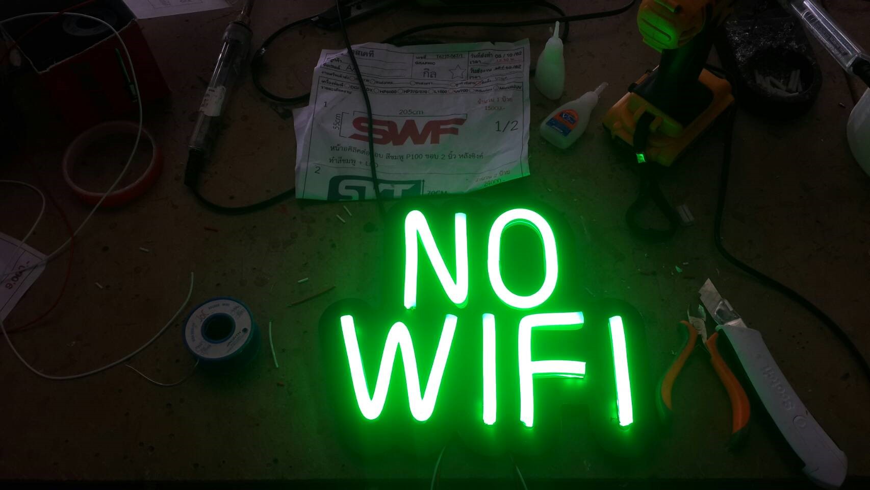 ป้ายไฟแอลอีดีนีออนเฟล็ค งานNO WIFIออน