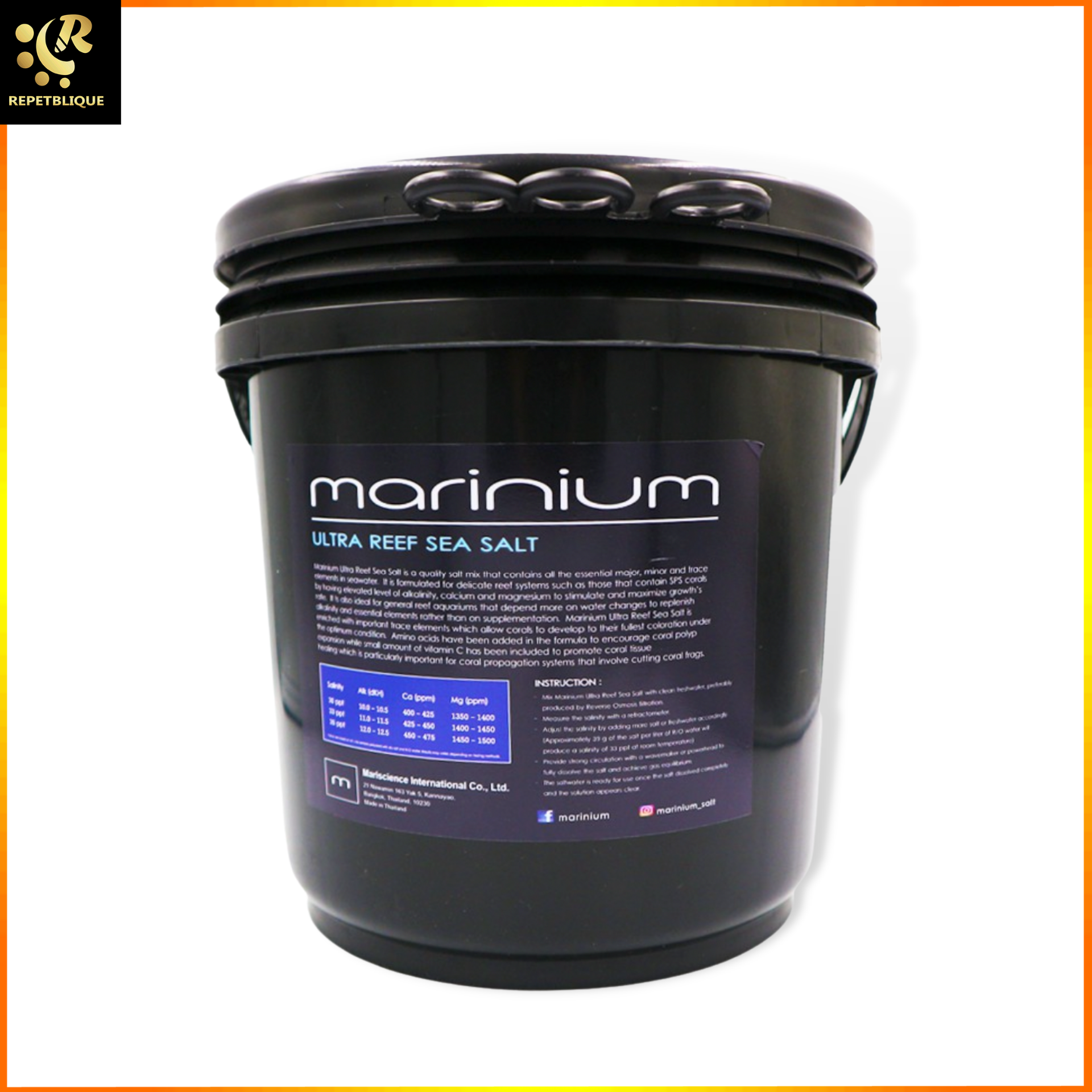 MARINIUM ULTRA REEF SALT 5.5 / 11 กิโลกรัม เกลือทำน้ำทะเล เกลือวิทยาศาสตร์ ปลาทะเล ปะการัง แร่ธาตุสุง เกลือทำน้ำทะเล