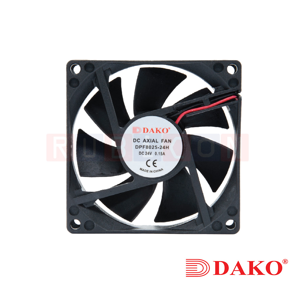 "DAKO" DPF8025-12H 3" 12VDC พัดลมระบายความร้อนใบพัดพลาสติก ขนาด 3 นิ้ว พร้อมตะเเกรงเหล็ก (TAF80)