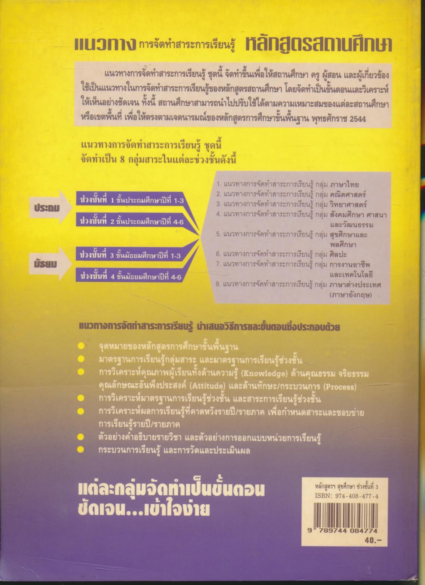 แนวทางการจัดทำสาระการเรียนรู้ หลักสูตรสถาบันศึกษา กลุ่มสุขศึกษาและพลศึกษา ช่วงชั้นที่ 3 (ชั้นมัธยมศึกษาปีที่ 1-3)