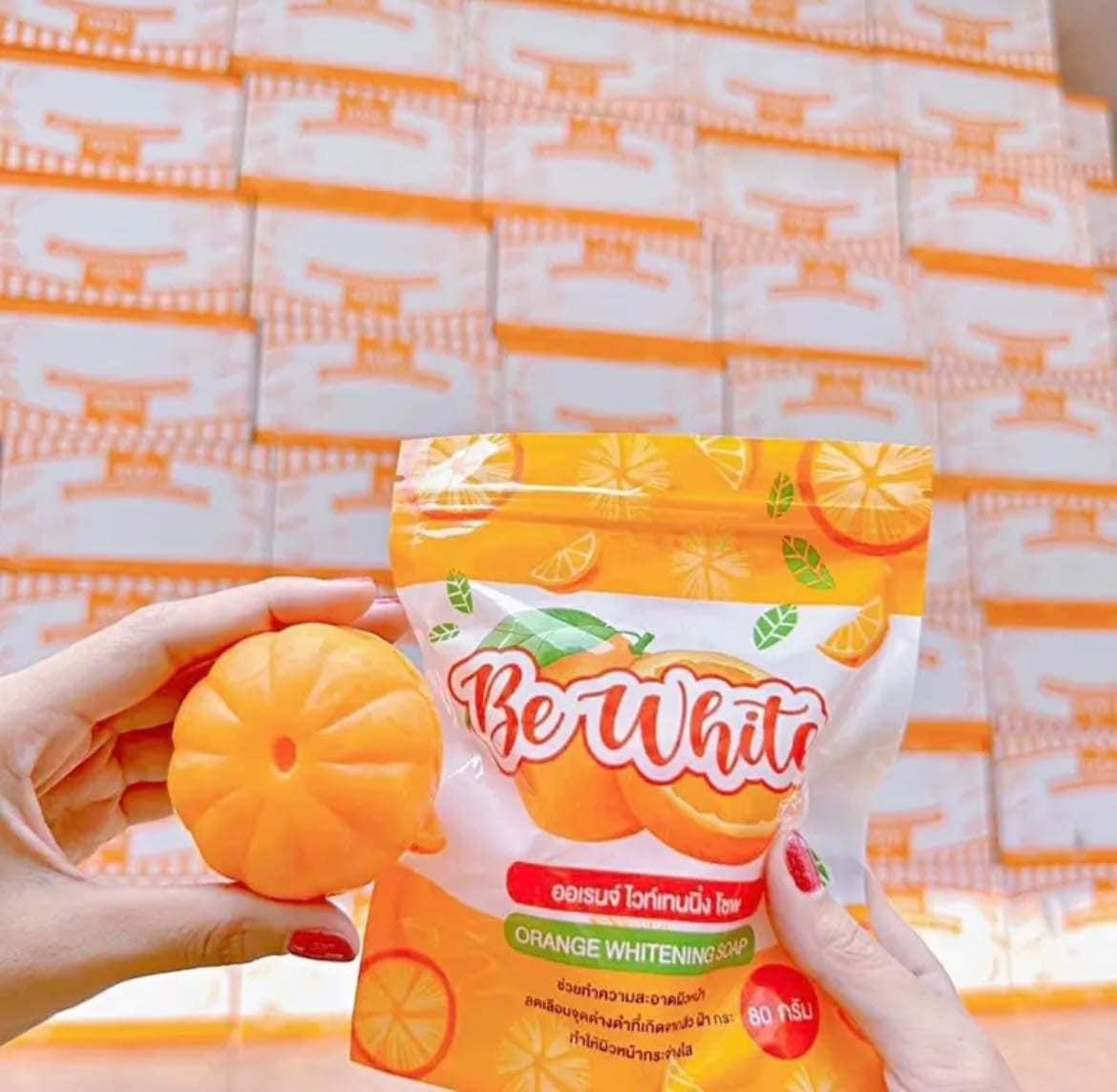 สบู่ส้ม บีอีไวท์ ขนาด 80 กรัม.