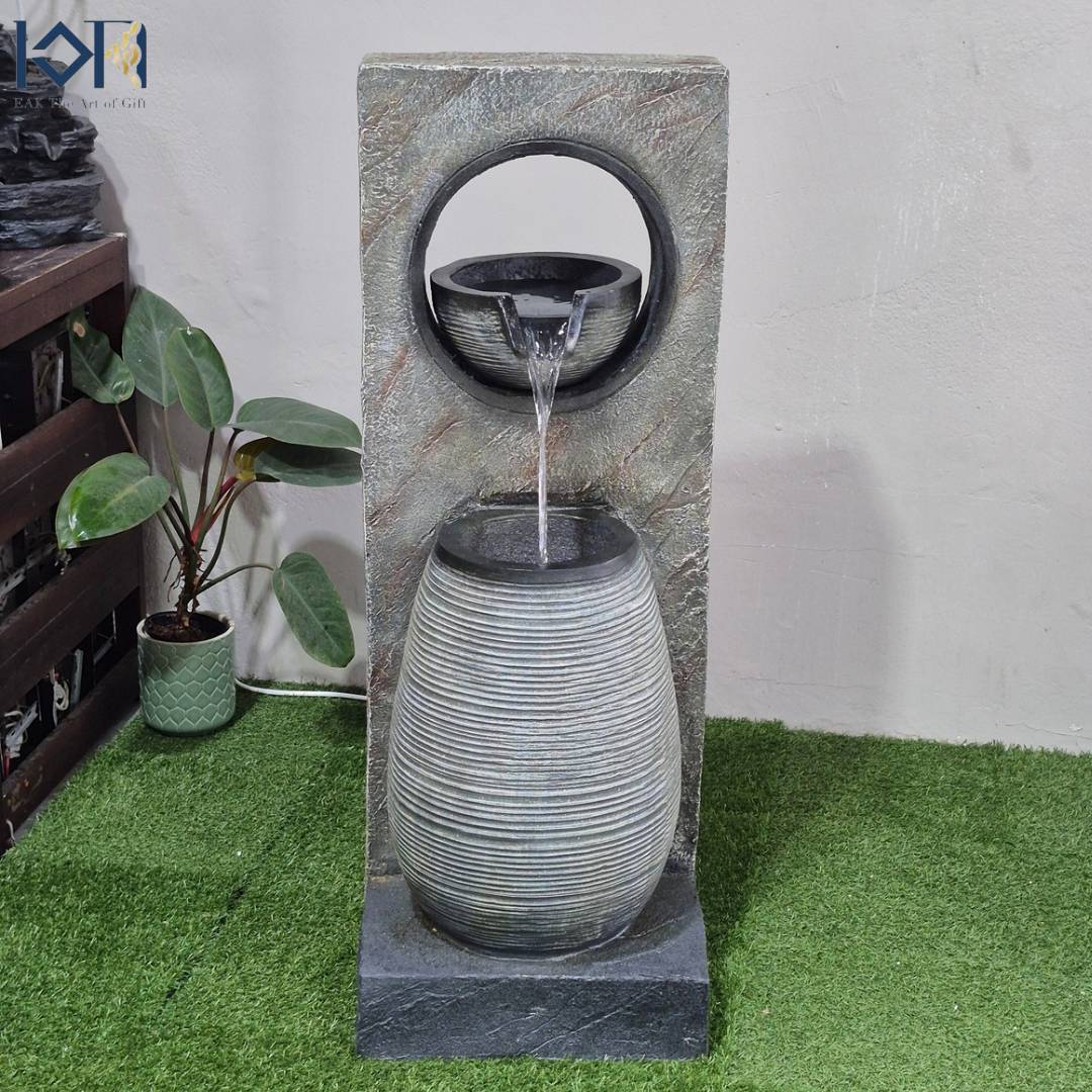 น้ำพุตั้งพื้นแต่งบ้าน รหัส2212 อ่างน้ำล้นน้ำตกจำลองวางหน้าบ้านจัดสวน น้ำพุุเสริมฮวงจุ้ยบ้านสิริมงคล ของขวัญ