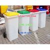 ถังขยะ กทม. พลาสติกใส ฝาเรียบ (ฝาสี) )พร้อมล้อเข็น 120 ลิตร