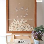 กรอบใส่หัวใจวยพรงานแต่ง พื้นแบ็คกราวลายไม้ ขนาด 16x20"