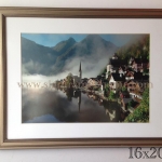 กรอบลายไม้คลาสสิค นำเข้า ตัดขอบขาว ขนาด 16x20" พร้อมใส่ขอบโฟโต้เม้าขาว กระจกตัดแสง