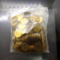 เหรียญยกถุง (ถุงเปิด 200 เหรียญ) เหรียญหมุนเวียน 25 สตางค์ อลูมิเนียมบรอนซ์ ปี พ.ศ.2538 ไม่ผ่านใช้ (ตัวติดอันดับ6)