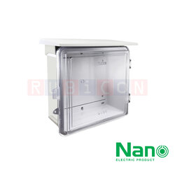 NANO-102CW ตู้พลาสติกกันน้ำ มีหลังคา ฝาใส ขนาด 328 x 322 x 160 mm. สีขาว