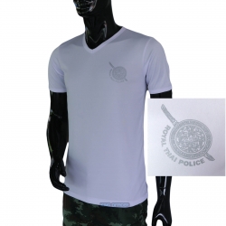 เสื้อยืด POLICE ตำรวจ สีขาว คอวี (มีชำระปลายทาง)