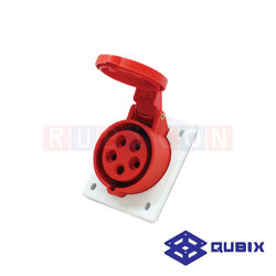 QUBIX AJ-S315 ปลั๊กพาวเวอร์ตัวเมียฝังหน้าเฉียง 5 ขา 3P+N+E 16A 220-415V 6H IP44