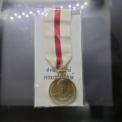 เหรียญเงินประดับแพรแถบ กาชาดสดุดีพระบรมราชินีนาถ สภานายิกาสภากาชาดไทย แบบชาย