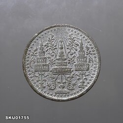 เหรียญอัฐ ดีบุก พระมหามงกุฎ-ช้างในพระแสงจักร (พระมหามงกุฎ-ช้างเล็ก) สมัยรัชกาลที่4 ปี2405 ผ่านใช้น้อยมาก ผิวเดิม ผิวปรอท เต็ม สวย