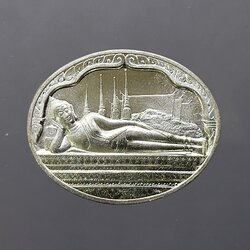 เหรียญพระนอน เนื้อเงิน พระพุทธปรางค์ไสยาสน์ หลัง ภปร วัดพระเชตุพลวิมลมังคลาราม (วัดโพธิ์) ที่ระลึก 5 รอบ รัชกาลที่ 9 พ.ศ.2530