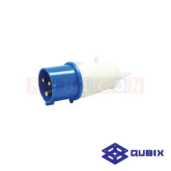 QUBIX AJ-023L ปลั๊กพาวเวอร์ตัวผูู้กลางทาง 3 ขา 2P+E 32A 220-240V 6H IP44