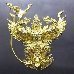 พญาครุฑทรงมหิธานุภาพ เชิญธงเศรษฐี วัดครุฑธาราม อยุธยา รุ่น4 เนื้อปัญจโลหะบังเกิดทรัพย์ วัดครุฑธาราม ปี2564