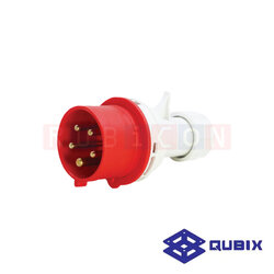 QUBIX AJ-P015 ปลั๊กพาวเวอร์ตัวผู้กลางทาง 5 ขา 3P+N+E 16A 220-415V 6H IP44
