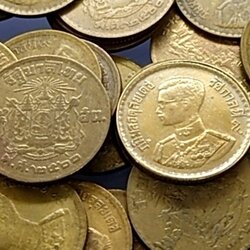 ชุด 5 เหรียญ เหรียญ 25 สตางค์ ปี 2500 ผ่านใช้