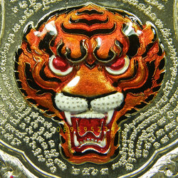 เหรียญพญาเสือ สมิงเหนือดวง หลวงพ่อไฉน ฉนฺทสาโร เนื้ออัลปาก้าลงยา 853