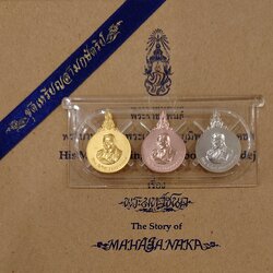 เหรียญพระมหาชนก ครบชุดทองคำ พิมพ์เล็ก (เนื้อทองคำ เนื้อนาก เนื้อเงิน) พร้อมหนังสือ ปี2542