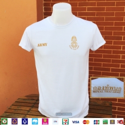 เสื้อยืดทหาร ทหารบก ARMY คอกลม สีขาว (มีชำระปลายทาง)