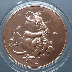 เหรียญนักษัตร ทองแดงชุบกาหลั่ยนาก ปีชวด พ.ศ.2563 กรมธนารักษ์สร้าง ไม่ผ่านใช้