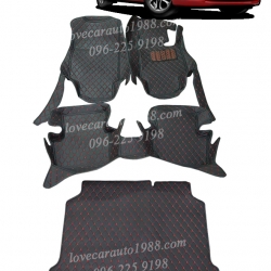 พรม 6D Mazda2 สีดำด้ายแดง+แผ่นท้าย