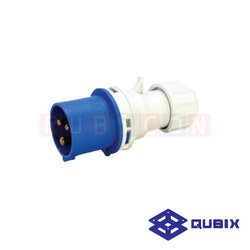 QUBIX AJ-P013 ปลั๊กพาวเวอร์ตัวผู้กลางทาง 3 ขา 2P+E 16A 220-240V 6H IP44