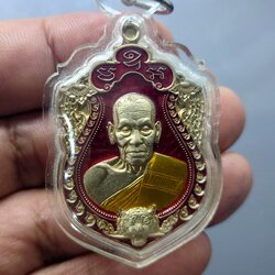 เหรียญเสือคาบดาบ รุ่น2 เนื้ออัลปาก้า ตอกพิเศษ ตอกหัวเสือ (แจกยกลัง) ลงยาแดง หลังยาแดง ขอบซุ้มแดง หลวงพ่อพัฒน์ วัดห้วยด้วน โคท 183