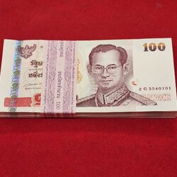 ธนบัตรยกแหนบ 100 ใบ เรียงเลข ธนบัตร 100 บาท แบบ 15 รุ่น 2 (เลิกทาส) ไม่ผ่านใช้ สภาพสวย