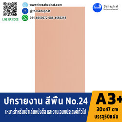 ปกเอ3+ สีพื้น No24 บรรจุแพคละ50แผ่น กระดาษปก เหมาะกับ เข้าเล่ม รายงาน ปกรายงาน เมนูอาหาร การ์ดอวยพร ปกสมุด ปก