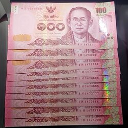 ธนบัตร 100 บาท แบบ 16 เลขตองท้าย 000-999 รัชกาลที่9 พ.ศ.2558 ไม่ผ่านใช้ (ราคาต่อ 1 ใบ)