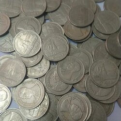 (ชุด 10 เหรียญ) เหรียญ 1 บาท หลังวัด พ.ศ.2525 ผ่านใช้งาน