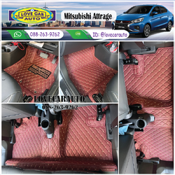พรมปูพื้นรถยนต์ 6d Mitsubishi Attrage สีแดงไวน์