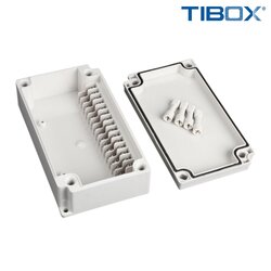 TIBOX TJ-15P กล่องพลาสติก พร้อมเทอร์มินอลบล็อก(Plastic Terminal Block Box IP66) 15Pole 10A Size : 180x100x55 mm.