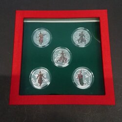 ชุดเหรียญที่ระลึก รามเกียรติ์ ครบชุด 5 เหรียญ นิเกิลพิมพ์สี พร้อมกล่องและใบเซอร์