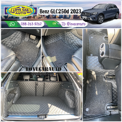 พรมปูพื้นรถยนต์ Benz GLC250d 2023 Vvip ด้ายคู่ สีดำด้ายดำ +ไวนิลดำ รวมซุ้มล้อ