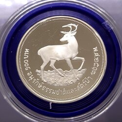 เหรียญเงินขัดเงา 100 บาท อนุรักษ์ธรรมชาติและสัตว์ป่า (ละมั่ง) 2517