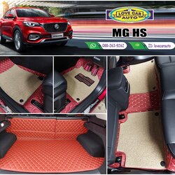 พรมรถยนต์ 7D สีแดงไวน์ + ไวนิลสีครีม MG HS