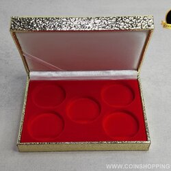 กล่องใส่เหรียญ กล่องเปล่า บรรจุเหรียญ 5 หลุม สภาพสวย มีกล่องนอกสีขาว