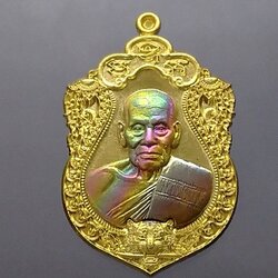 เหรียญเสมา เสือคาบดาบ รุ่น2 เนื้อทองทิพย์หน้ากากชนวนรุ้ง หลวงพ่อพัฒน์ วัดห้วยด้วน โคท 252