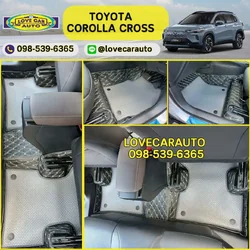 พรมรถยนต์7D Toyota corolla cross พรมVVIpด้ายคู่สีดำด้ายทอง+กระดุมเล็กPVCสีเทา