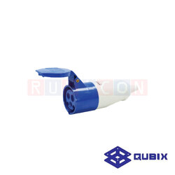 QUBIX AJ-213L ปลั๊กพาวเวอร์ตัวเมียกลางทาง 3 ขา 2P+E 16A 220-240V 6H IP44