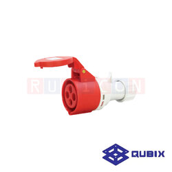 QUBIX AJ-C214 ปลั๊กพาวเวอร์ตัวเมียกลางทาง 4 ขา 3P+E 16A 380-415V 6H IP44