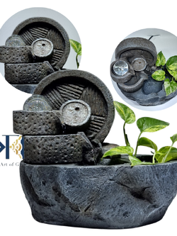 น้ำพุล้นตั้งโต๊ะ รุ่นเรียกทรัพย์เรียกโชค22063 เลียนแบบหินธรรมชาติตกแต่งบ้านเสริมฮวงจุ้ย