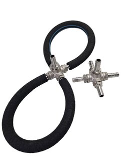 สายเติมอากาศ โอทูบับเบิ้ล แบบสี่แฉกถ่วงตรงกลางด้วยข้อต่อ สเตนเลส อย่างดี ท่อยาว 50 เซนติเมตร